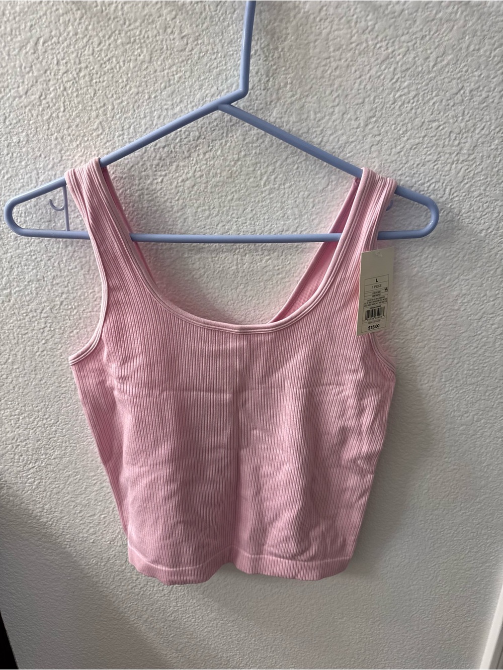 NWT - a new day Pink Ribbed Tank Top with Scoop Neck